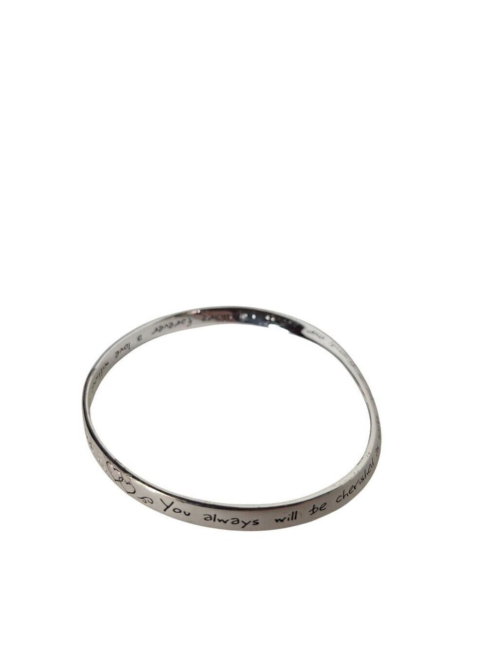 Minimalist Silver Tone Bangle Bracelet Engraved Sister Friend Quote Keepsake Gif